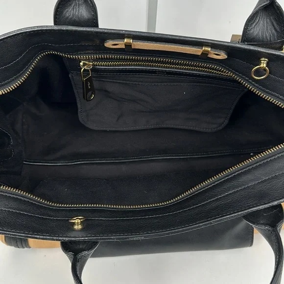 Authenticated Chloe 2 Way Alice Large Handbag - Tan/Black - Picture 11 of 16